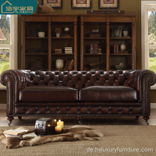 brauner lederner amerikanischer stuhl wohnzimmer chesterfield sofa